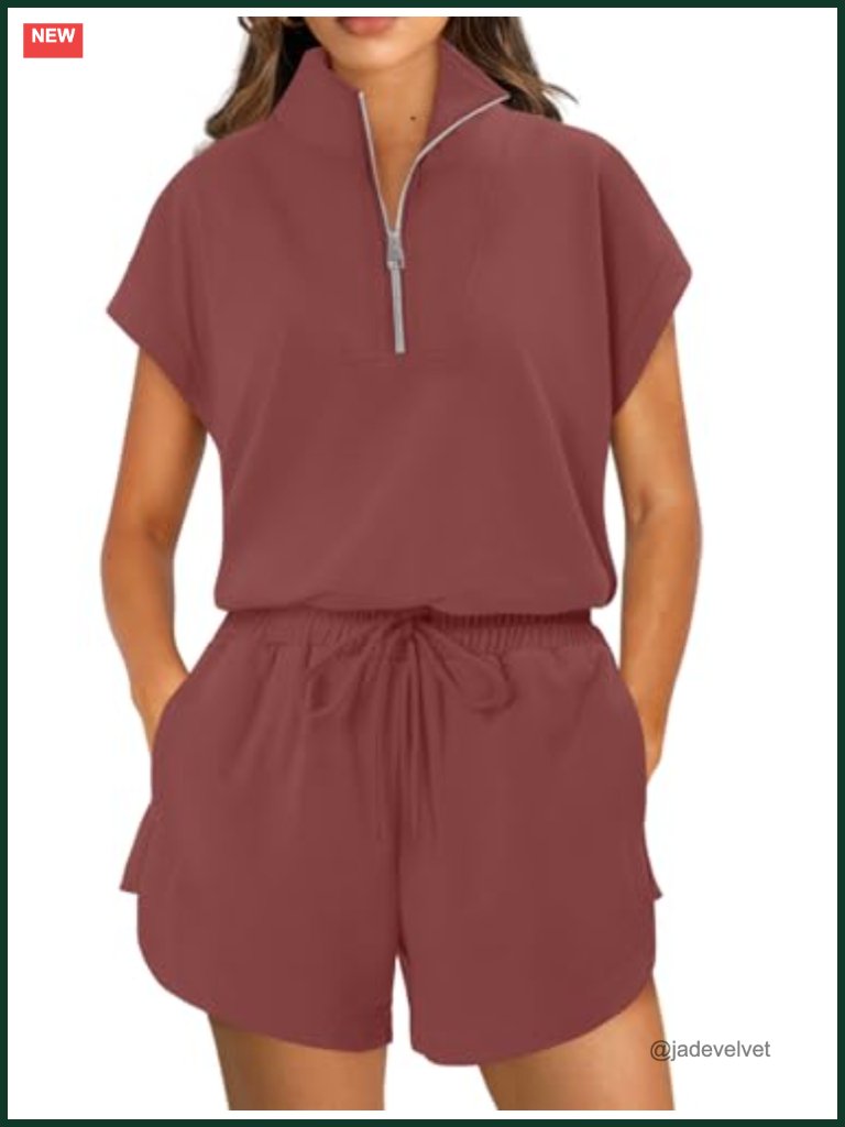 Two Piece Sets For Women Sweatsuit Casual Tracksuits Short Sleeve Tops And